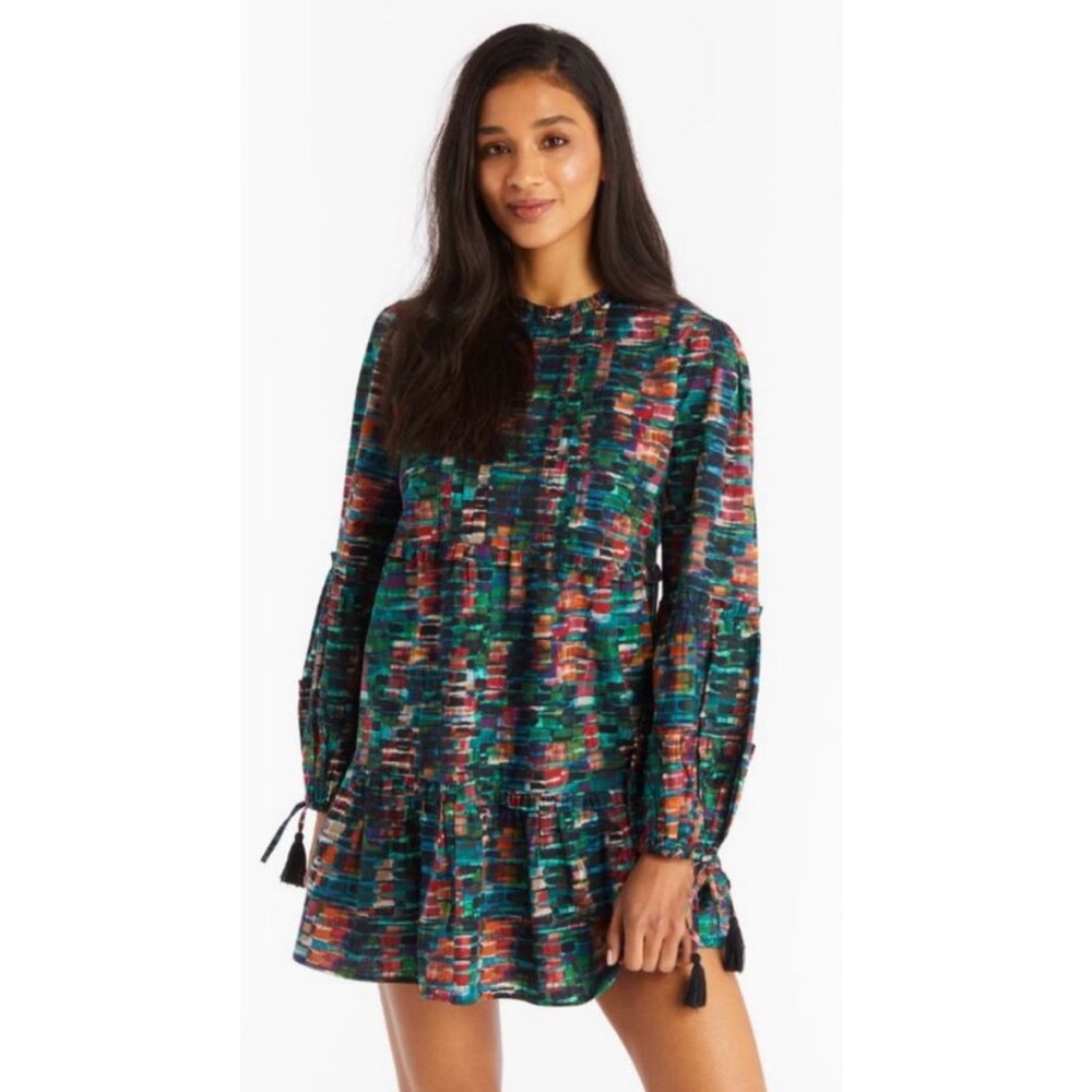 Allison New York Gemma Multicolor Long Sleeve Mini Dress Women’s XS Event Artsy